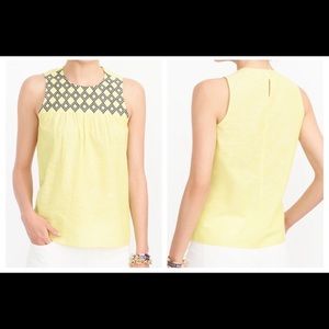 J.crew embroidered diamond linen tank top Sz 2